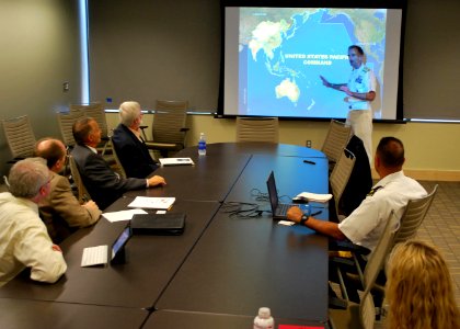 US Navy 110908-N-CI293-025 Rear Adm. Robin M. Watters, chief of staff for U.S. Pacific Command, speaks to professors at the University of Nebraska