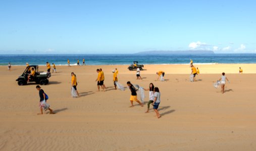 US Navy 110915-N-YU572-055 More than 40 Sailors and volunteers teamed up with 16 students and faculty of Ke Kula Ni`ihau O Kekaha School to collect