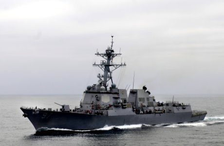 US Navy 110918-N-BC134-014 The Arleigh Burke-class guided-missile destroyer USS Halsey (DDG 97) transits the Pacific Ocean