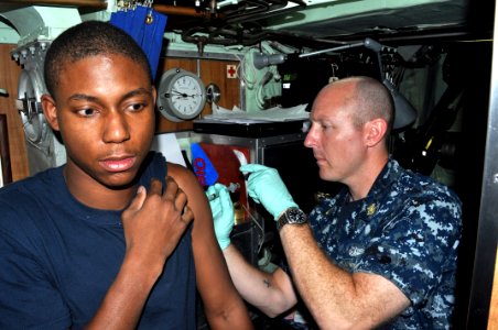 US Navy 110915-N-DI599-018 Master Chief Hospital Corpsman David Peterson, assigned to Commander, Submarine Group (SUBGRU) 7