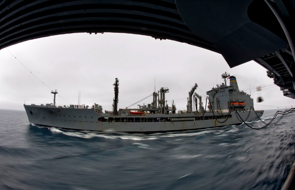 US Navy 110919-N-DR144-226 The Military Sealift Command fleet replenishment oiler USNS Guadalupe (T-AO 200) is underway alongside the Nimitz-class