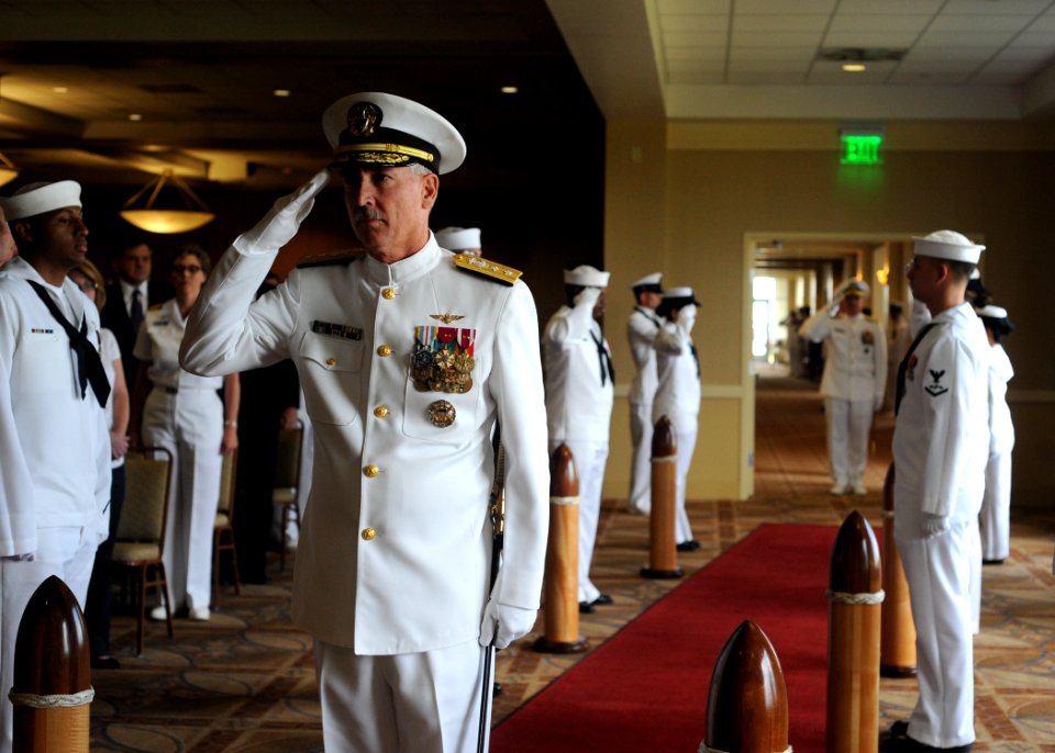 US Navy 110916-N-NY820-010 Rear Adm. Townsend G. Alexander, incoming commander of Navy Region Mid-Atlantic, salutes during a change of command and