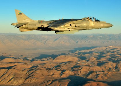 US Navy 110921-N-ZZ999-001 An AV-8B Harrier assigned to Air Test and Evaluation Squadron (VX) 31 conducts the first test flight of a mix of 50-50 j