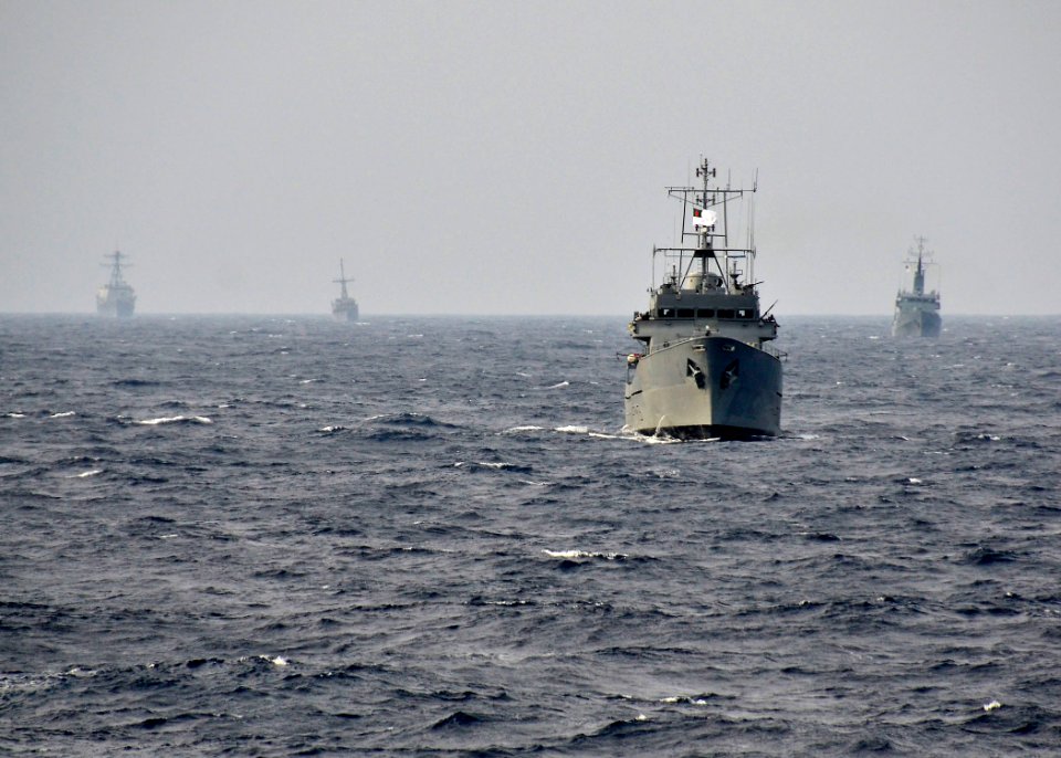 US Navy 110922-N-RI844-021 Bangladesh navy and U.S. Navy ships participate in a surface gunnery exercise during Cooperation Afloat Readiness and Tr