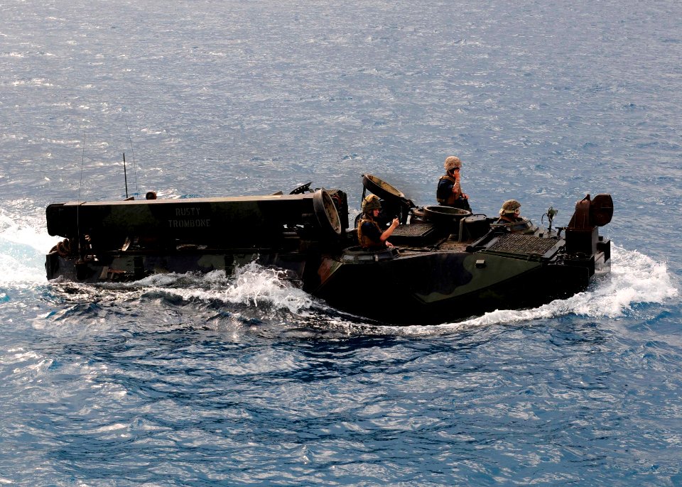 US Navy 110924-N-WJ771-041 Marines assigned to the 31st Marine Expeditionary Unit (31st MEU) pilot an amphibious assault vehicle