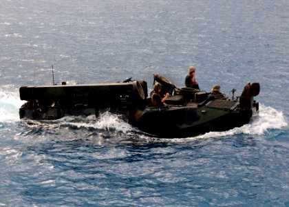 US Navy 110924-N-WJ771-041 Marines assigned to the 31st Marine Expeditionary Unit (31st MEU) pilot an amphibious assault vehicle