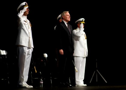 US Navy 110923-N-AC887-001 Secretary of the Navy (SECNAV) the Honorable Ray Mabus presides over a change of command and retirement ceremony where C photo