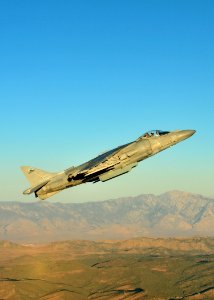 US Navy 110921-N-ZZ999-002 An AV-8B Harrier assigned to Air Test and Evaluation Squadron (VX) 31 conducts the first test flight of a mix of 50-50 j