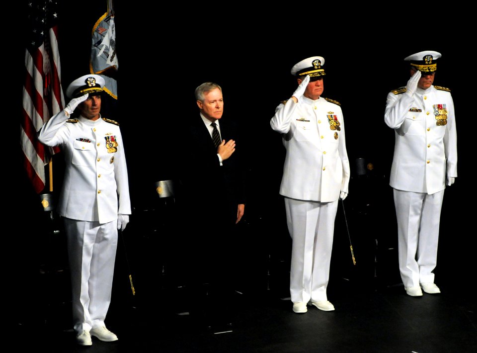 US Navy 110923-N-FC670-001 Chief of Naval Operations (CNO) Adm. Gary Roughead is relieved by Adm. Jonathan W. Greenert as the Chief of Naval Operat