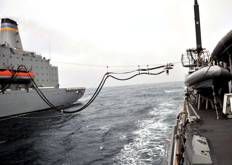 US Navy 110927-N-ZF681-212 A fuel probe from the Military Sealift Command fleet replenishment oiler USNS Guadalupe (T-AO 200) approaches a fuel rec