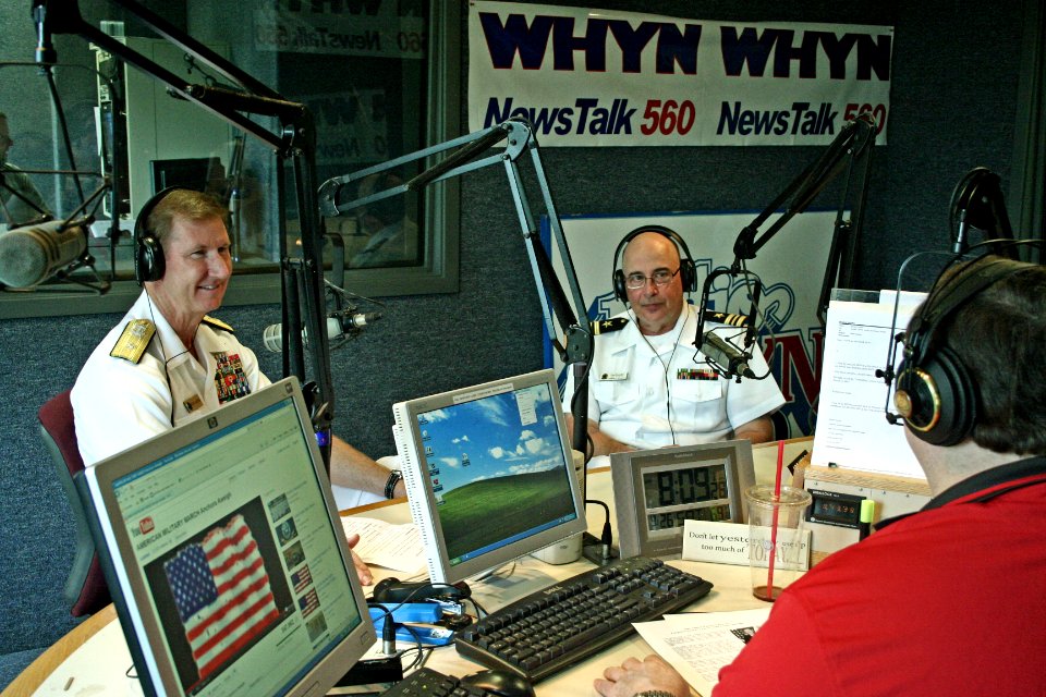 US Navy 110926-N-ZL585-115 Rear Adm. Walter E. Carter Jr., left, commander of Joint Enabling Capabilities Command, and Lt. Cmdr. Paul Brawley