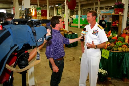 US Navy 110926-N-ZL585-181 Rear Adm. Walter E. Carter Jr., commander of Joint Enabling Capabilities Command, is interviewed by WWLP-22News televisi