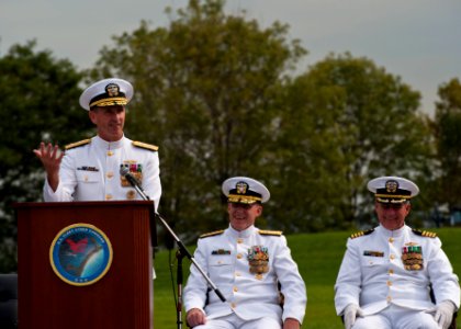 US Navy 110930-N-KK576-104 Chief of Naval Operations (CNO) Adm. Jonathan W. Greenert delivers remarks during a change of command ceremony at Fort M
