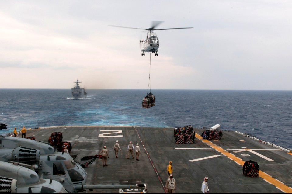 US Navy 111003-N-ER662-482 Puma helicopter assigned to the Military Sealift Command dry cargo and ammunition ship USNS Matthew Perry (T-AKE 9) deli