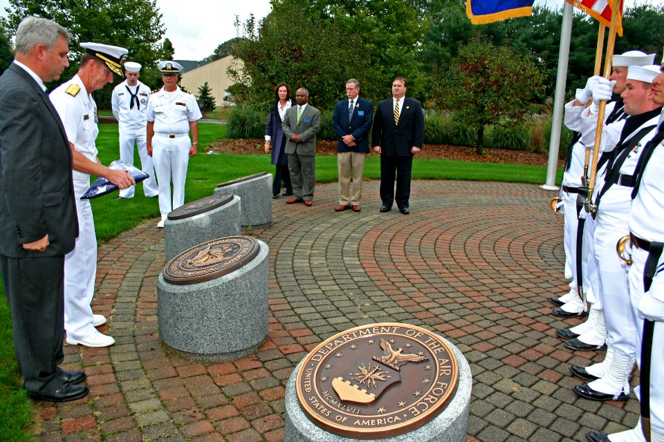 US Navy 110929-N-ZL585-097 Rear Adm. Walter E. Carter Jr., prospective commander of the Enterprise Carrier Strike Group, and Coleman Nee, Secretary
