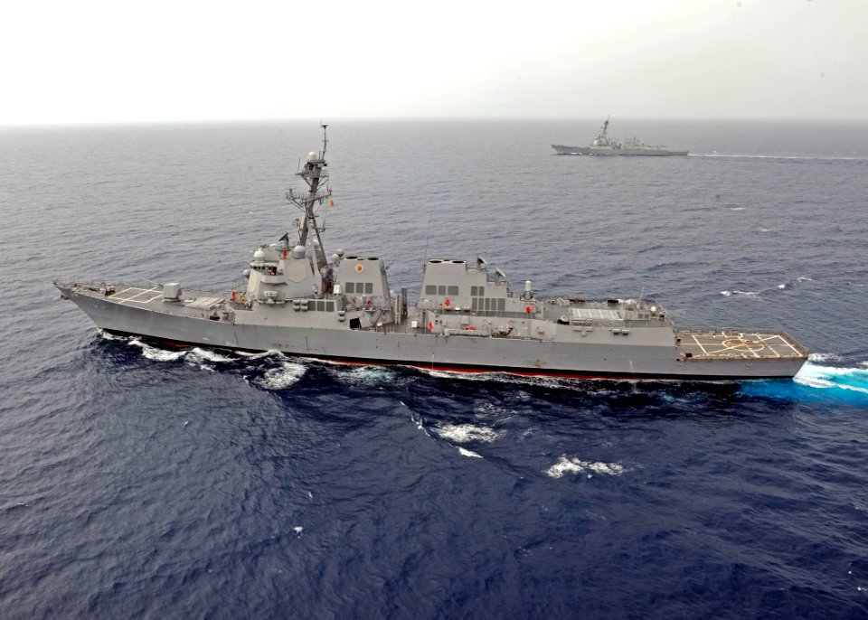 US Navy 111005-N-VH839-236 SOUTH CHINA SEA (Oct. 5, 2011) The guided-missile destroyers USS Dewey (DDG 105), front, and USS Pinckney (DDG 91)