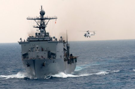 US Navy 111003-N-ER662-511 Puma helicopter assigned to the Military Sealift Command dry cargo and ammunition ship USNS Matthew Perry (T-AKE 9) prep