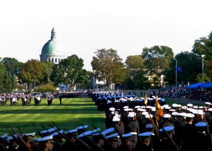 US Navy 111007-N-AC887-002 The brigade of U.S. Naval Academy midshipmen conduct a formal dress parade on Worden Field