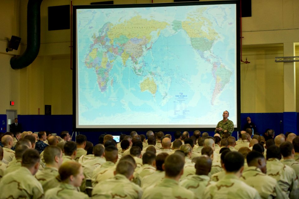 US Navy 111006-N-IR479-183 Chief of Naval Operations (CNO) Adm. Jonathan Greenert answers questions during an all-hands-call at Naval Support Activ