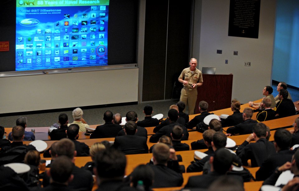 US Navy 111007-N-PO203-040 Rear Adm. Nevin Carr, Chief of Naval Research, discusses next-generation technologies for today's warfighter
