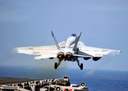 US Navy 111011-N-YB753-002 An F-A-18E Super Hornet assigned to the Kestrels of Strike Fighter Squadron (VFA) 137