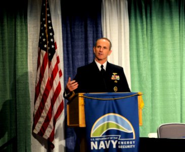 US Navy 111013-N-FC670-033 Chief of Naval Operations (CNO) Adm. Jonathan Greenert delivers the keynote speech at the Naval Energy Forum at the Rona photo