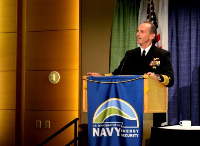 US Navy 111013-N-FC670-049 Chief of Naval Operations (CNO) Adm. Jonathan Greenert delivers the keynote remarks at the Naval Energy Forum at the Ron photo