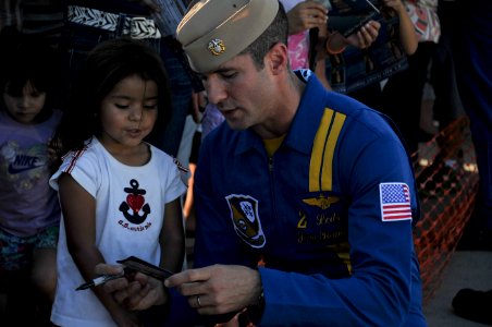 US Navy 111016-N-IR859-046 Lt. Cmdr. Jim Tomaszeski, right wing pilot assigned to the U.S. Navy flight demonstration squadron, the Blue Angels