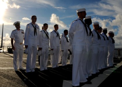 US Navy 111019-N-UE250-062 Cmdr. Brian Mutty, commanding officer of the forward deployed Arleigh Burke-class guided-missile destroyer USS Fitzgeral photo