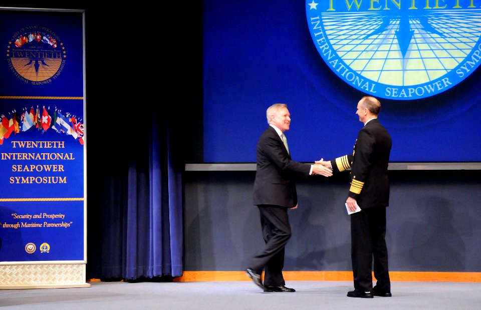 US Navy 111020-N-FC670-023 Chief of Naval Operations (CNO) Adm. Jonathan Greenert, right, and Secretary of the Navy (SECNAV)