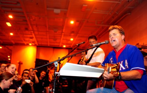 US Navy 111019-N-QL471-785 The country music band The Frontmen perform in the hangar bay aboard the aircraft carrier USS George H.W. Bush (CVN 77)
