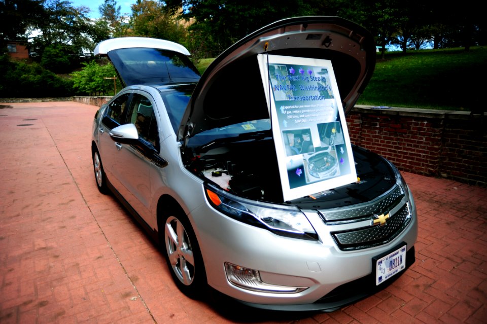 US Navy 111021-N-KV696-373 Naval Support Activity Washington receives its first electric car, the Chevrolet Volt, from Naval Facilities Engineering