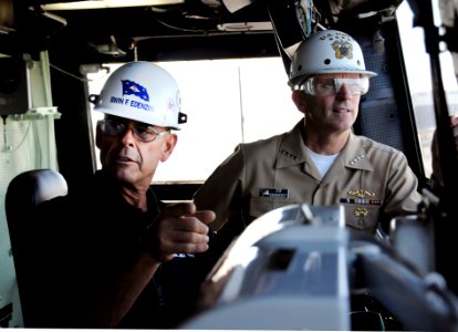 US Navy 111025-N-FC670-118 Chief of Naval Operations (CNO) Adm. Jonathan Greenert, right, and president of Ingalls Shipbuilding, Irwin F. Edenzon