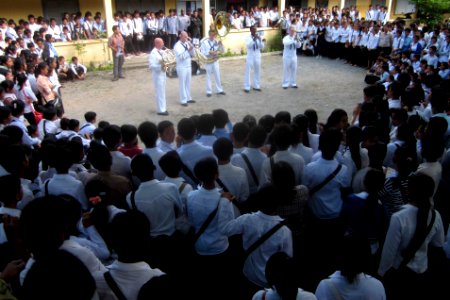 US Navy 111026-N-MA031-200 The U.S. 7th Fleet Band, Orient Express Brass Quintet, performs at Bun Rany Hun Sen High School