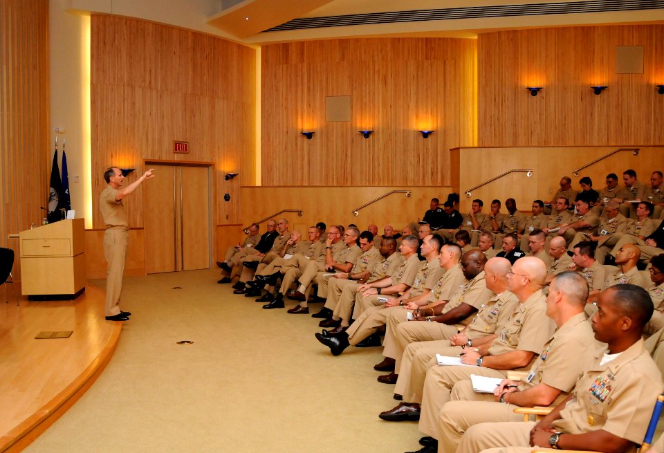 US Navy 111025-N-FC670-012 Chief of Naval Operations (CNO) Adm. Jonathan Greenert addresses master chief petty officers
