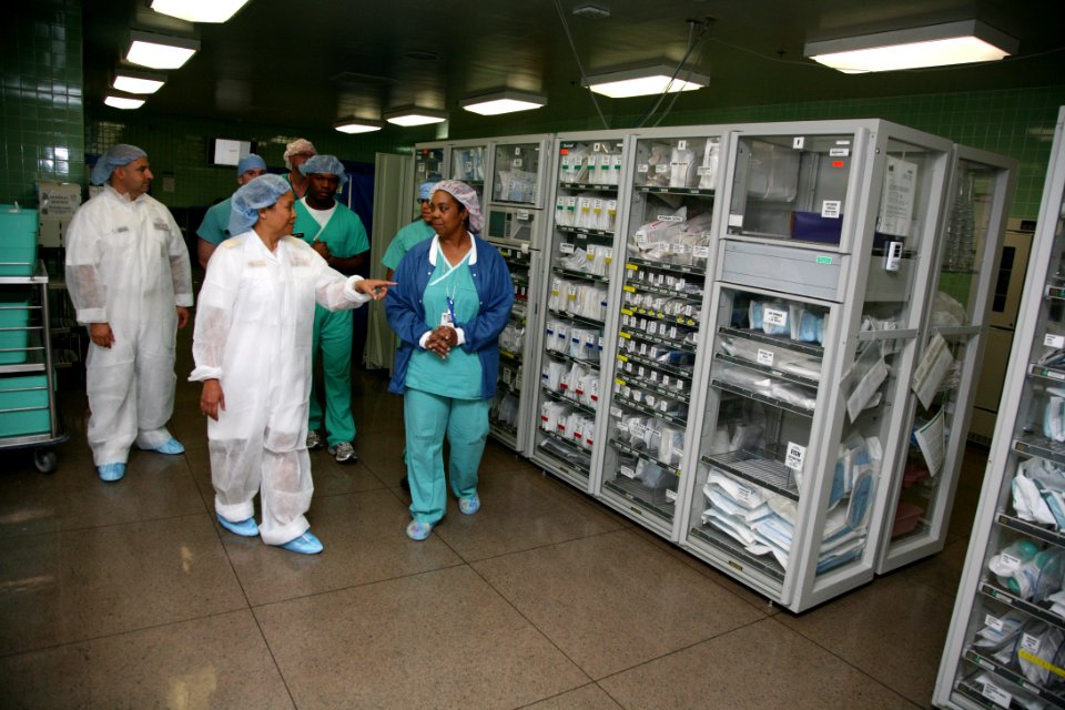 US Navy 111026-N-YM440-140 Rear Adm. Eleanor Valentin, left, commander of the Navy Medicine Support Command and director of the Medical Service Cor