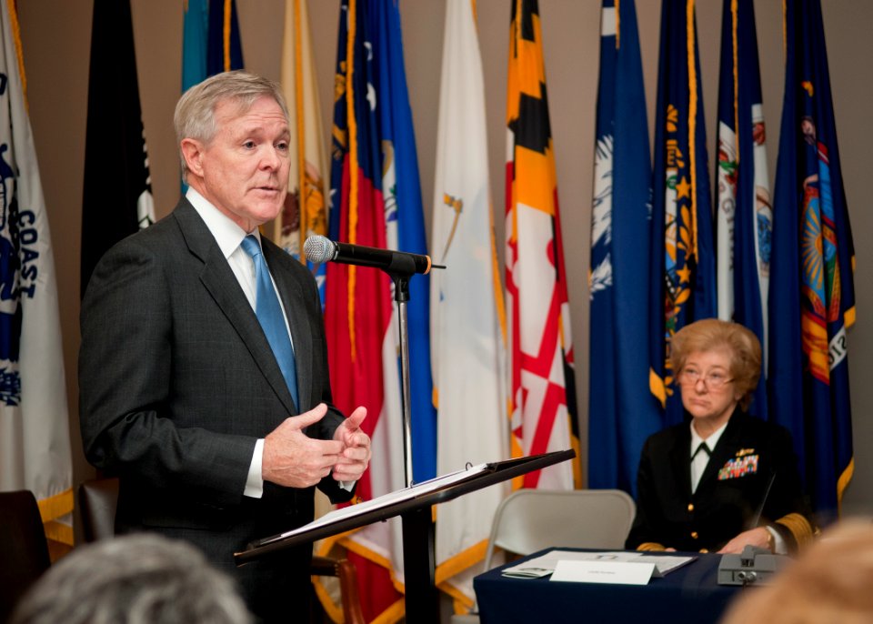US Navy 111104-N-AC887-001 Secretary of the Navy (SECNAV) the Honorable Ray Mabus addresses attendees at the Female Flag Training Summit at the Wom
