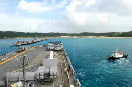 US Navy 111104-N-WA347-007 USS Essex pulls into White Beach Naval Facility after completing Amphibious Landing Exercise with the Armed Forces of th