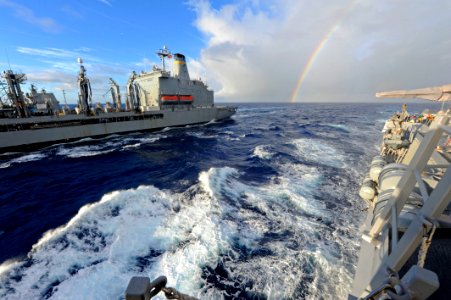US Navy 111101-N-VH839-002 USNS Walter S. Diehl (T-AO 193) transits alongside USS Wayne E. Meyer (DDG 108)