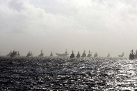 US Navy 111104-N-IO627-027 U.S. Navy and Japan Maritime Self-Defense Force ships are underway in formation during Annual Exercise (ANNUALEX ) 2011