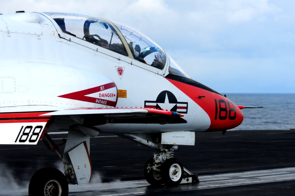 US Navy 111106-N-UO379-143 A T-45C Goshawk assigned to the Eagles of Training Squadron Seven (VT-7) launches from the aircraft carrier USS Ronald R