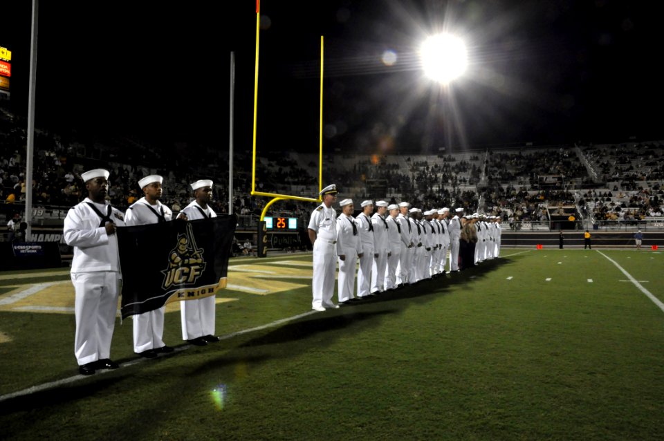 US Navy 111103-N-YX169-365 Sailors are presented on the field at Bright House Networks Stadium at the University of Central Florida