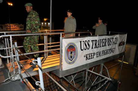 US Navy 111108-N-IK959-468 Foreign military officers of the Naval Education and Training Security Assistance Field Activity cross the forward brow