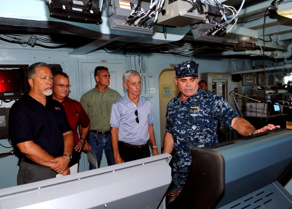 US Navy 111109-N-UE250-037 Rear Adm. Dan Cloyd, right, commander of Naval Forces Japan and Navy Munitions Command East Asia, and Lt. Joe Phillips,