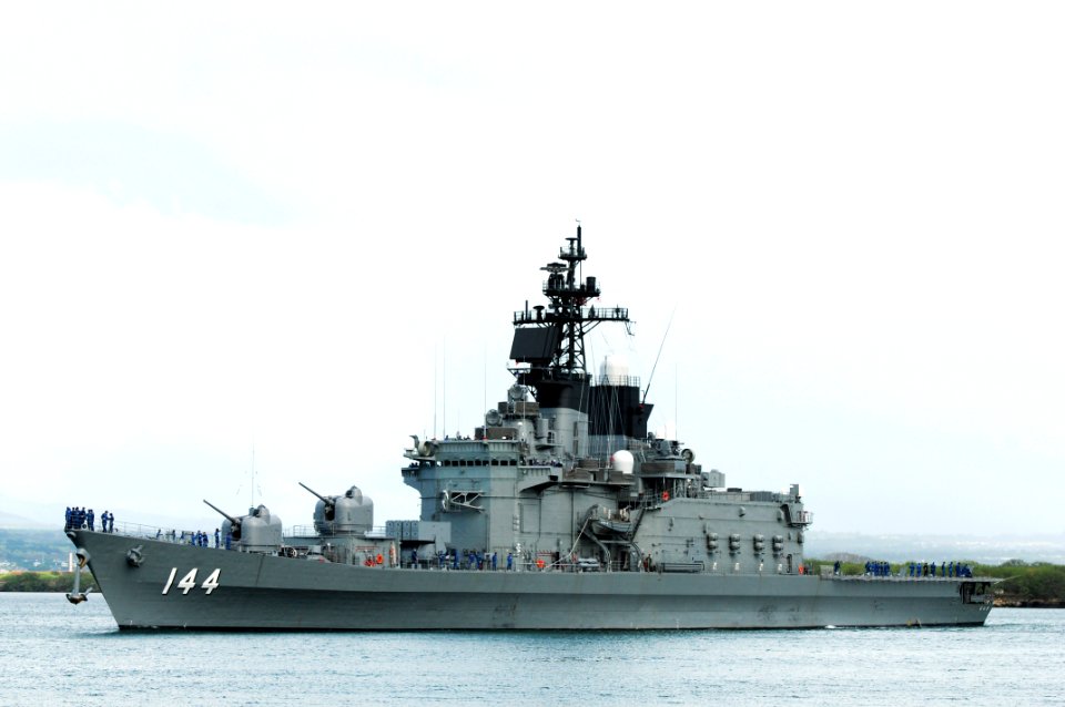 US Navy 111110-N-WP746-088 The Japan Maritime Self-Defense Force helicopter destroyer JS Kurama departs Joint Base Pearl Harbor-Hickam