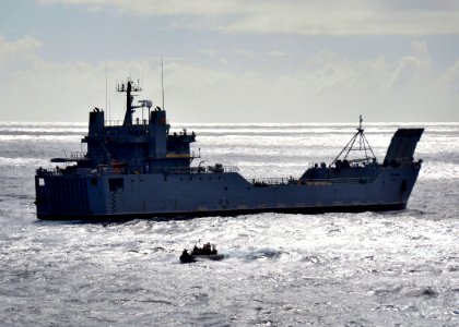 US Navy 111110-N-RI884-059 The Military Sealift Command dry cargo and ammunition ship USNS Washington Chambers (T-AKE 11) is boarded by members of