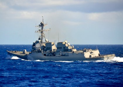 US Navy 111112-N-RI884-033 The guided-missile destroyer USS Chafee (DDG 90) participates in training maneuvers as part of the integrated maritime e