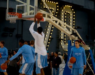 US Navy 111110-N-JN664-452 College basketball players from the University of North Carolina practice aboard the Nimitz-class aircraft carrier USS C