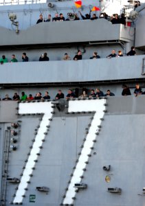 US Navy 111112-N-QL471-464 Sailors observe during a vertical replenishment