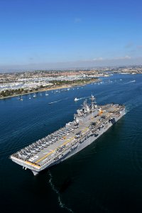 US Navy 111114-N-KD852-268 The amphibious assault ship USS Makin Island (LHD 8) departs Naval Base San Diego on its first operational deployment to